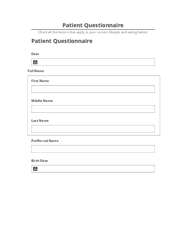 Arrange Patient Questionnaire in Salesforce