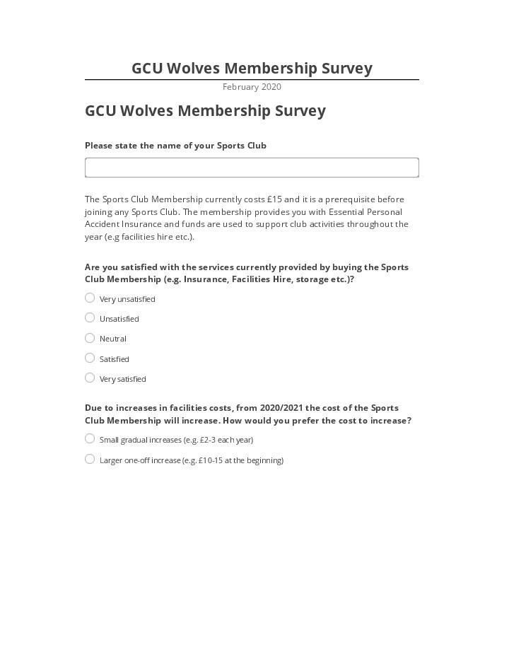 Arrange GCU Wolves Membership Survey