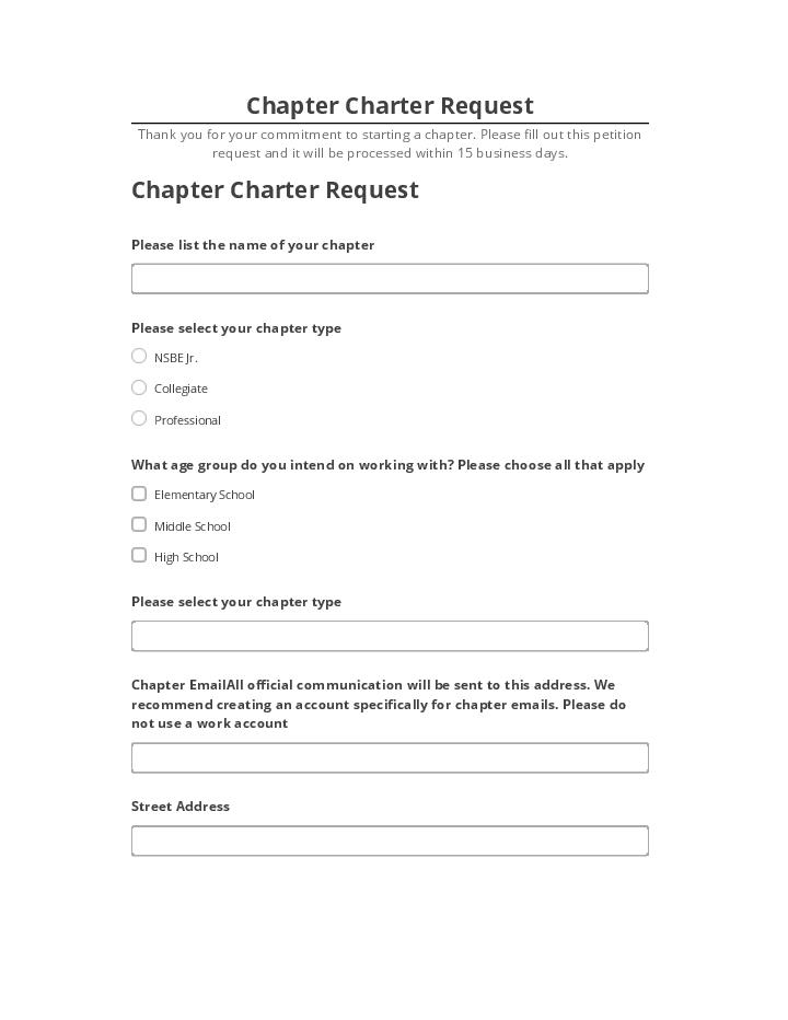 Pre-fill Chapter Charter Request from Netsuite