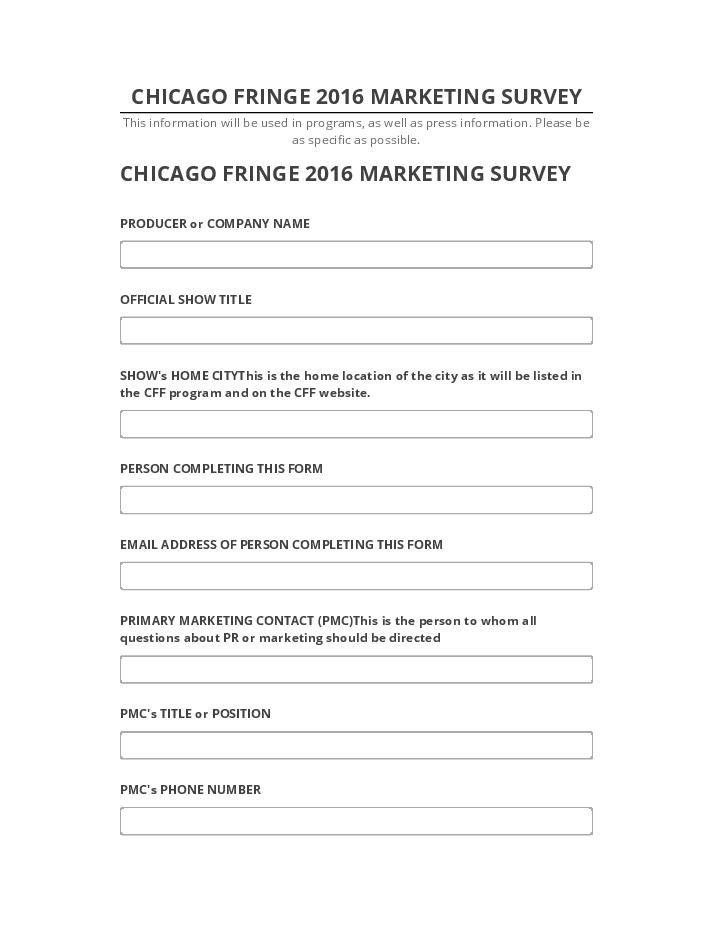 Arrange CHICAGO FRINGE 2016 MARKETING SURVEY in Salesforce