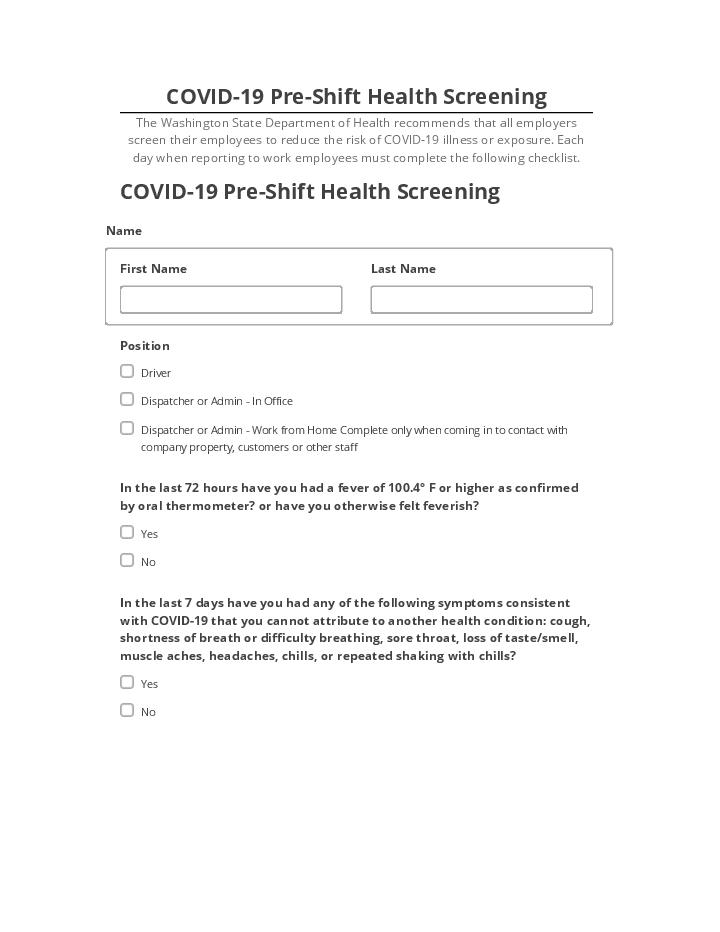 Archive COVID-19 Pre-Shift Health Screening