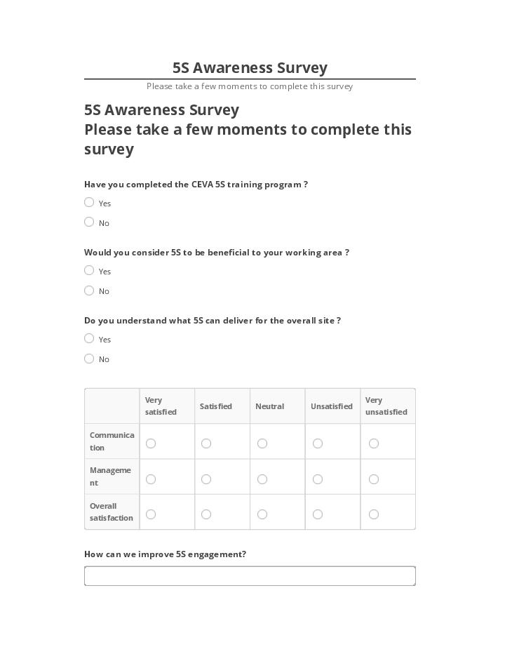 Export 5S Awareness Survey to Netsuite