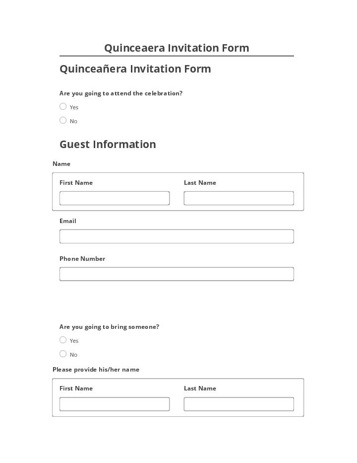 Synchronize Quinceaera Invitation Form