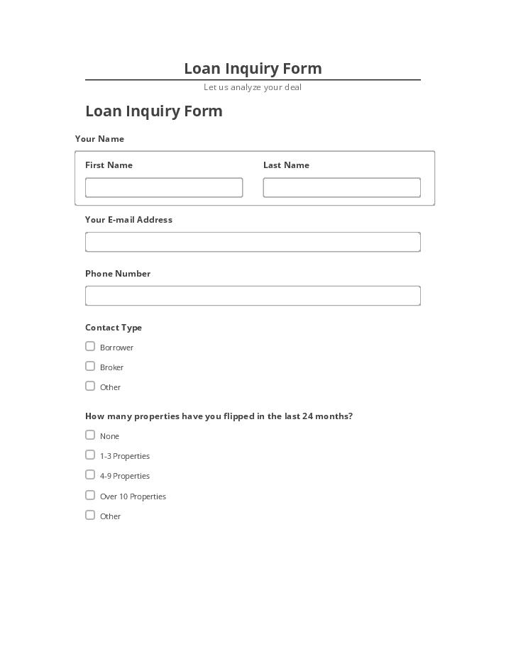 Synchronize Loan Inquiry Form