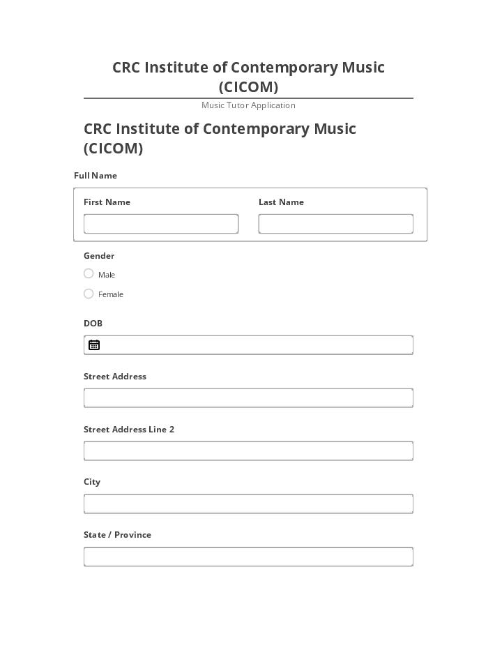 Automate CRC Institute of Contemporary Music (CICOM) in Microsoft Dynamics