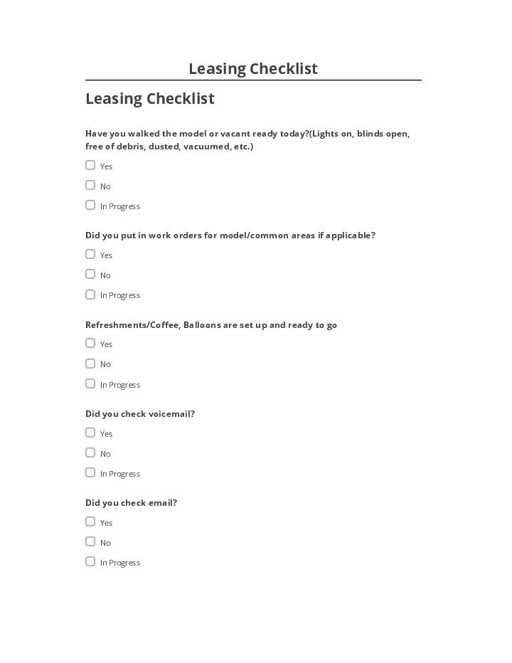 Synchronize Leasing Checklist