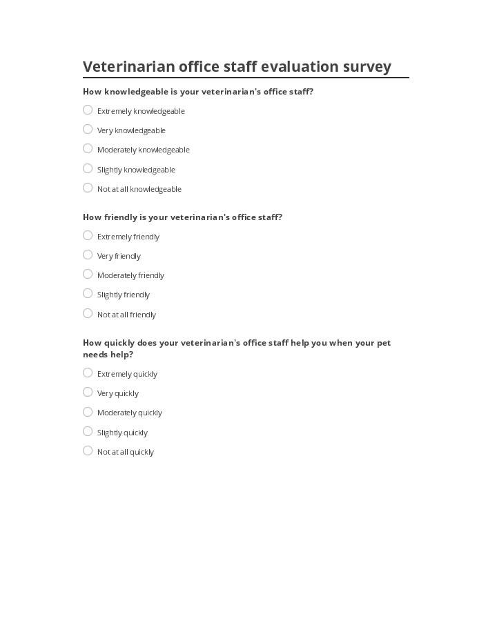 Arrange Veterinarian office staff evaluation survey in Netsuite