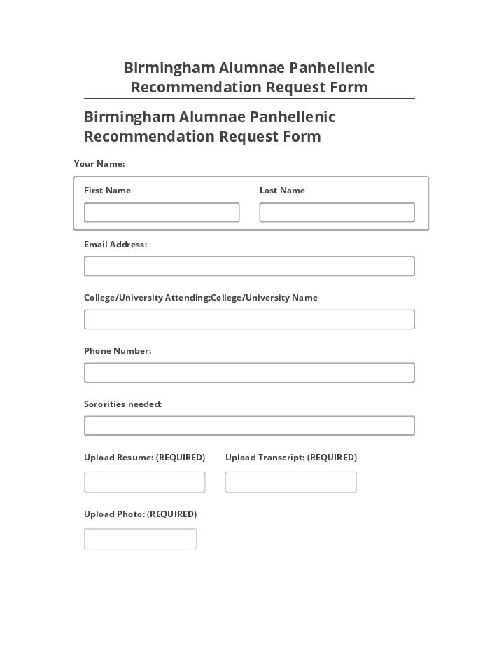 Incorporate Birmingham Alumnae Panhellenic Recommendation Request Form in Salesforce