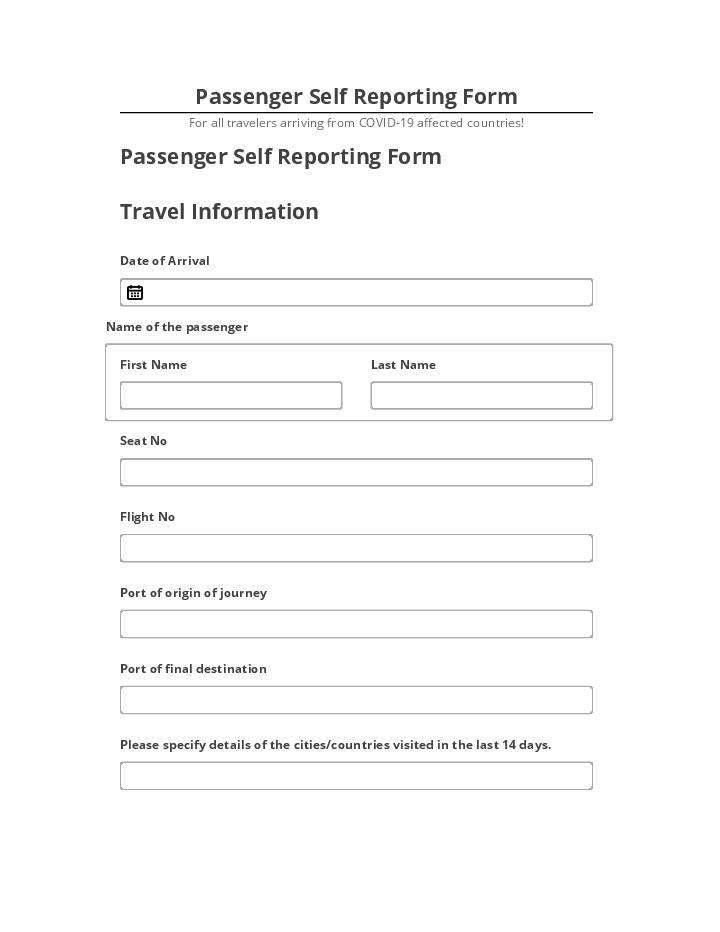 Incorporate Passenger Self Reporting Form in Netsuite