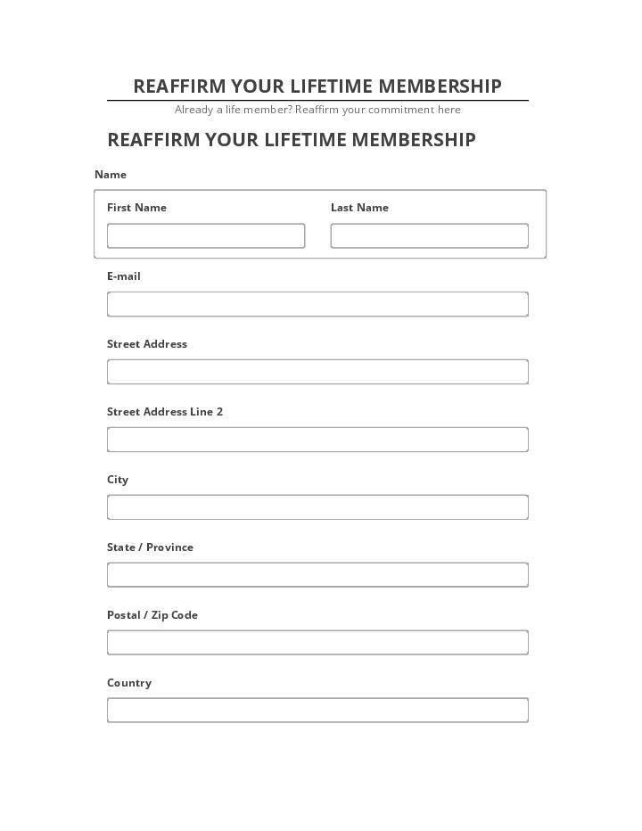 Integrate REAFFIRM YOUR LIFETIME MEMBERSHIP with Salesforce