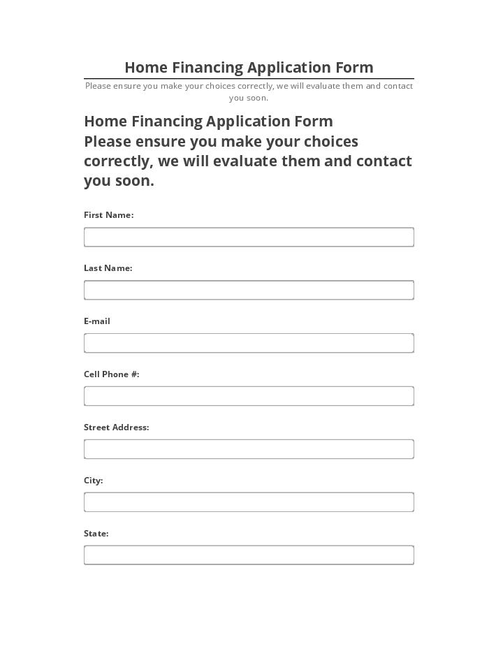 Arrange Home Financing Application Form in Netsuite