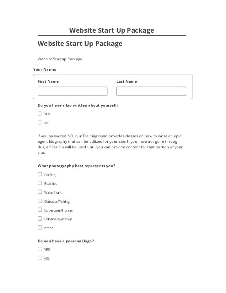Integrate Website Start Up Package with Salesforce