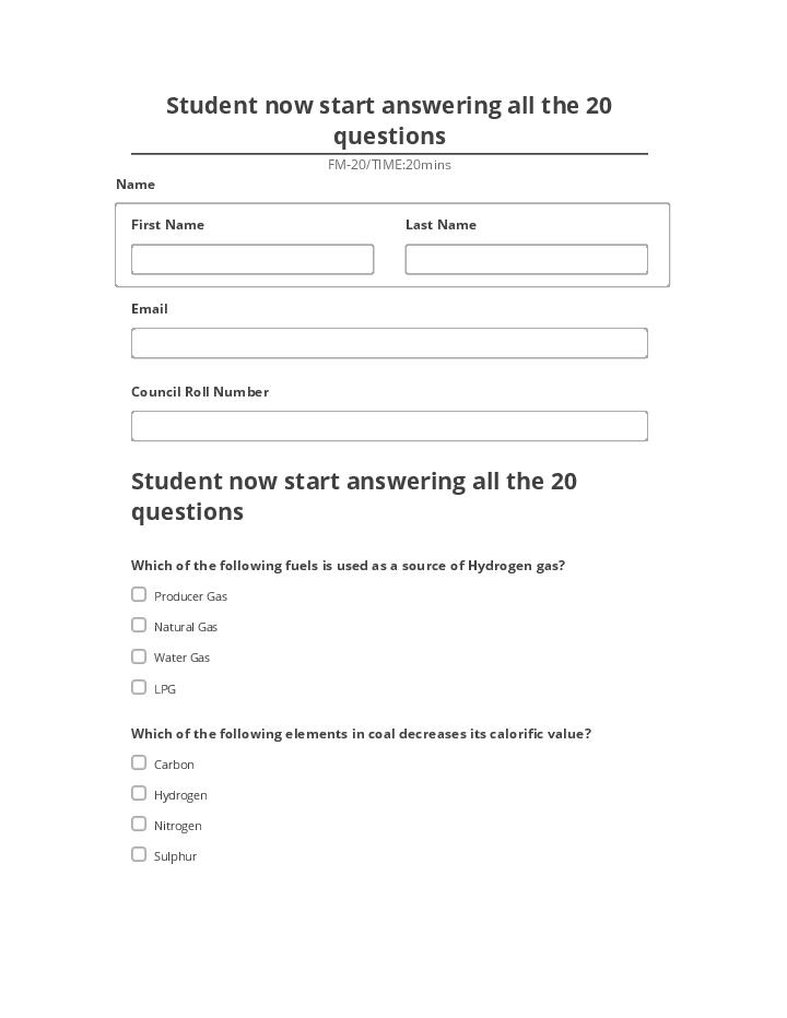 Extract Student now start answering all the 20 questions from Netsuite