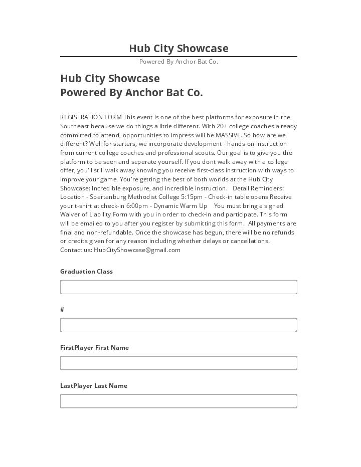 Pre-fill Hub City Showcase from Netsuite