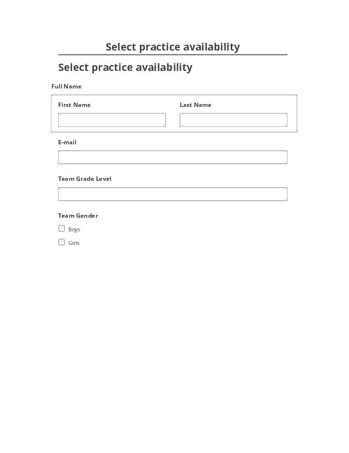Update Select practice availability from Netsuite