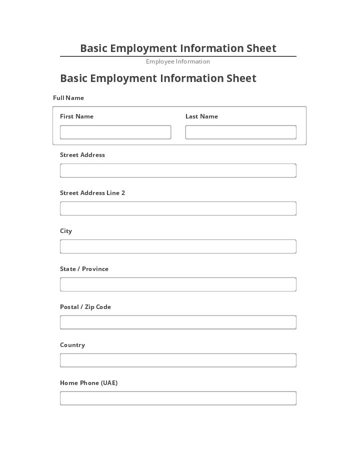 Export Basic Employment Information Sheet to Salesforce