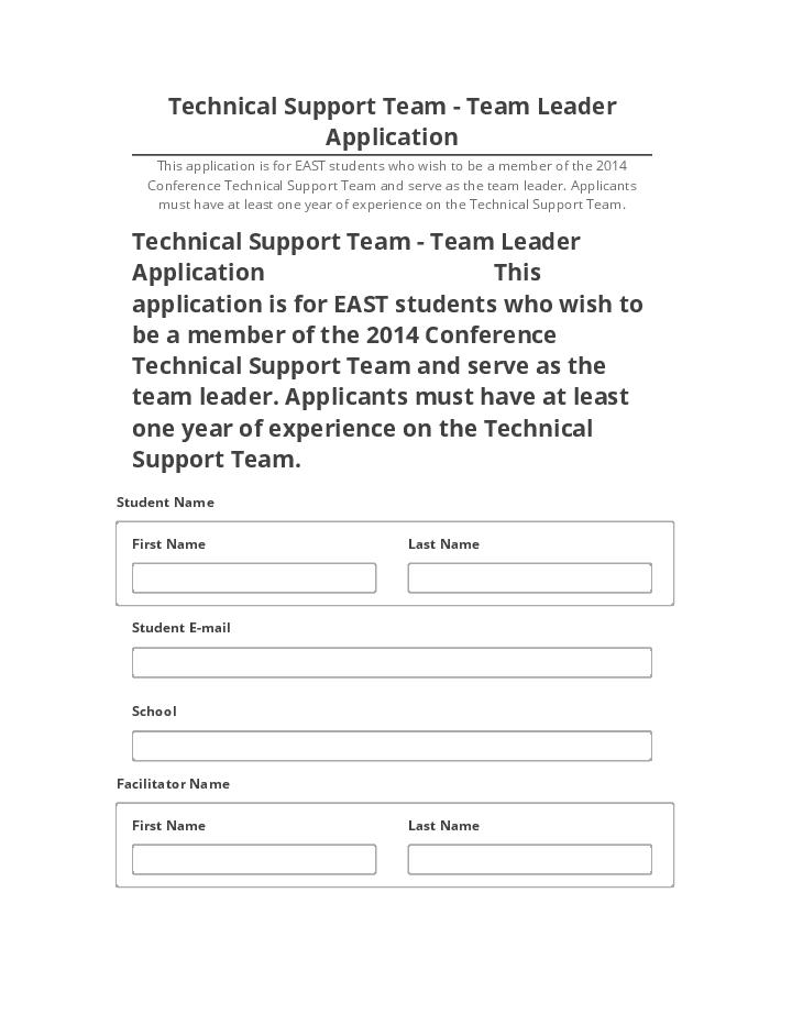 Arrange Technical Support Team - Team Leader Application in Netsuite