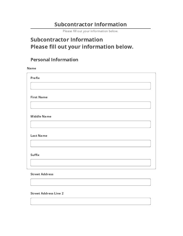 Automate Subcontractor Information
