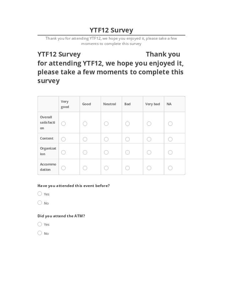 Integrate YTF12 Survey with Netsuite