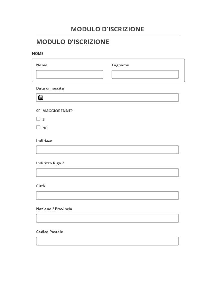 Synchronize MODULO D'ISCRIZIONE with Salesforce
