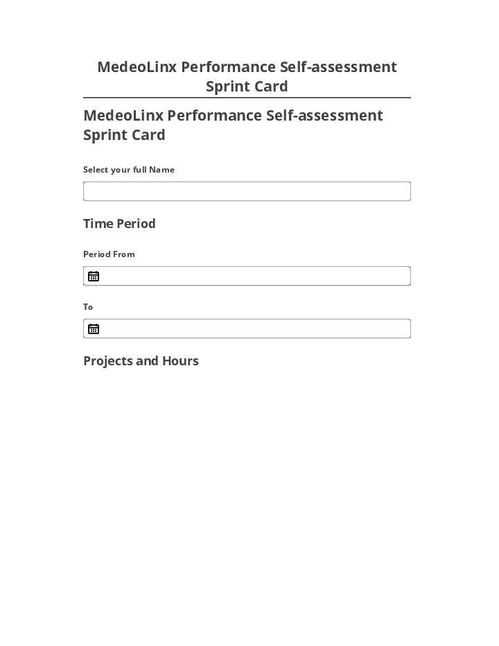 Arrange MedeoLinx Performance Self-assessment Sprint Card