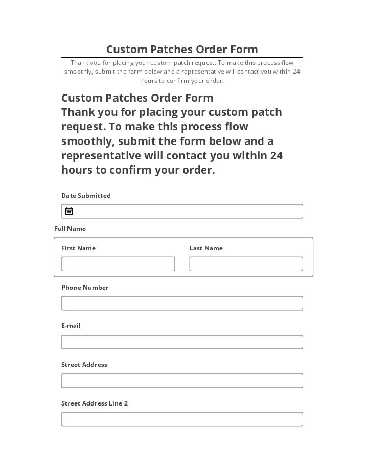Arrange Custom Patches Order Form