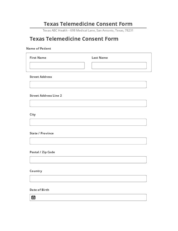 Export Texas Telemedicine Consent Form to Netsuite
