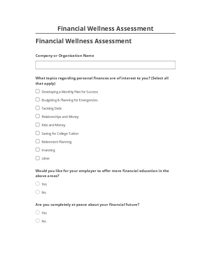 Arrange Financial Wellness Assessment