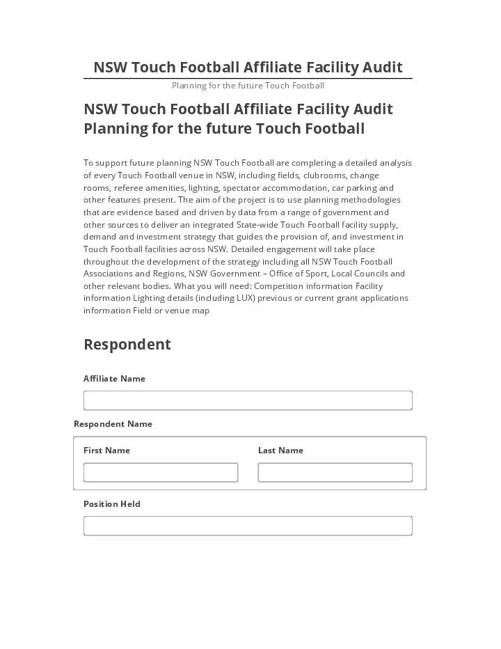 Automate NSW Touch Football Affiliate Facility Audit in Salesforce
