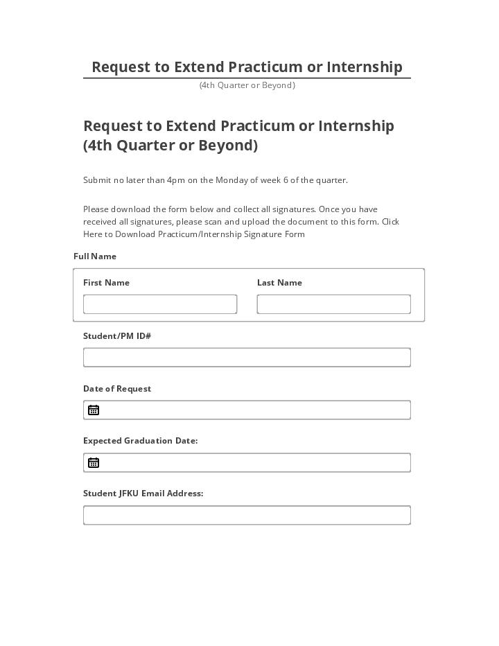 Synchronize Request to Extend Practicum or Internship with Netsuite