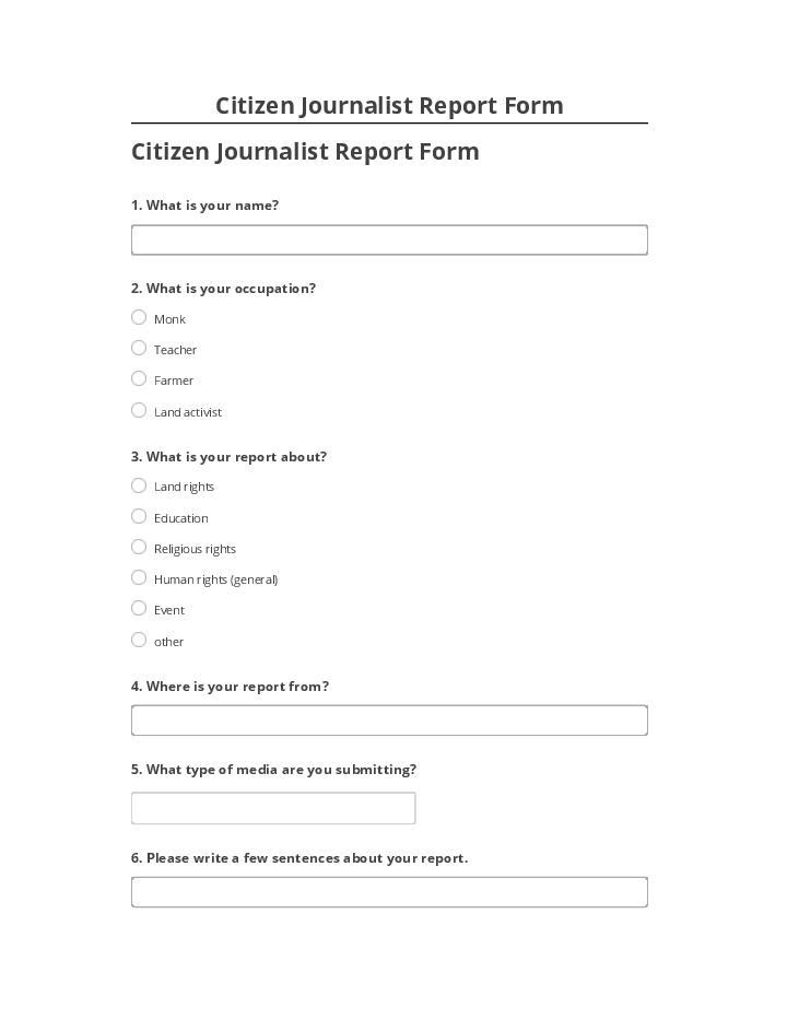 Manage Citizen Journalist Report Form