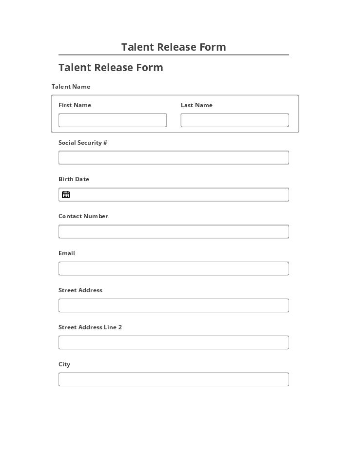 Synchronize Talent Release Form with Netsuite