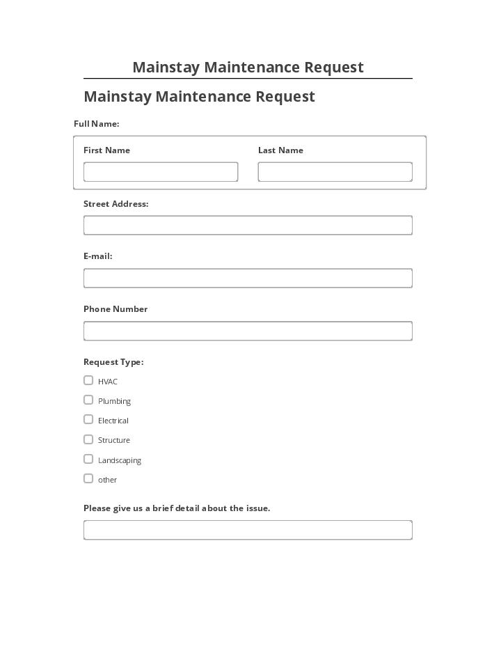 Arrange Mainstay Maintenance Request in Netsuite