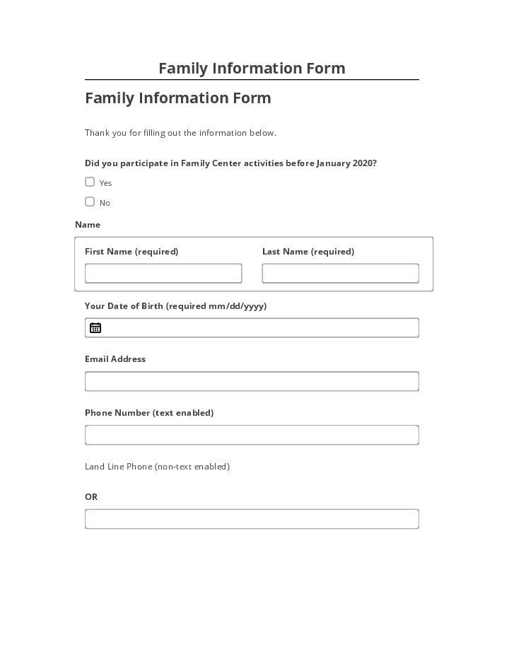 Arrange Family Information Form in Salesforce