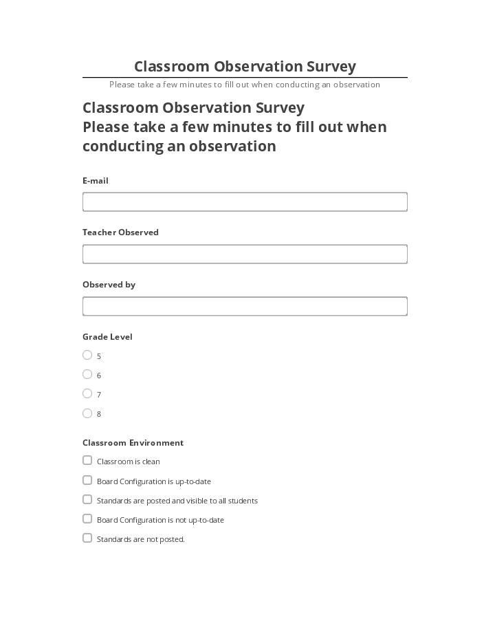 Manage Classroom Observation Survey