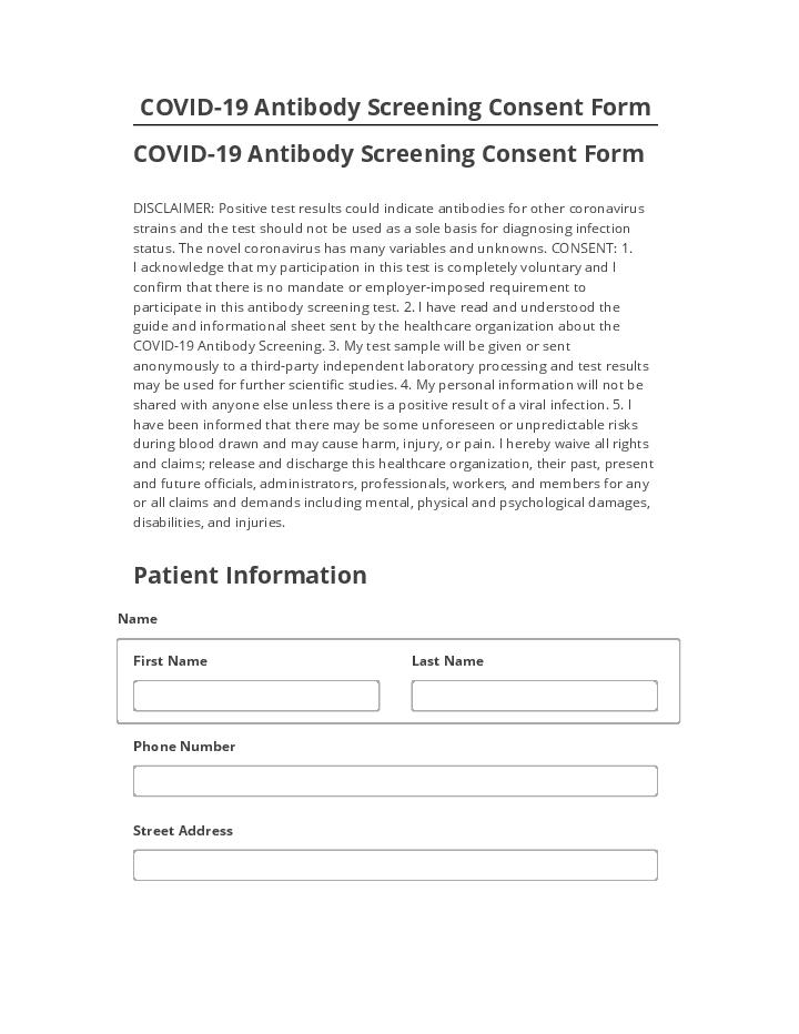 Arrange COVID-19 Antibody Screening Consent Form in Netsuite