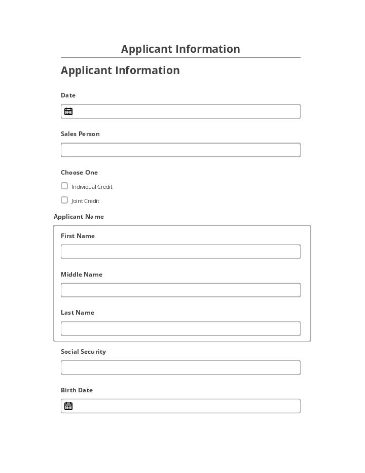 Arrange Applicant Information in Netsuite