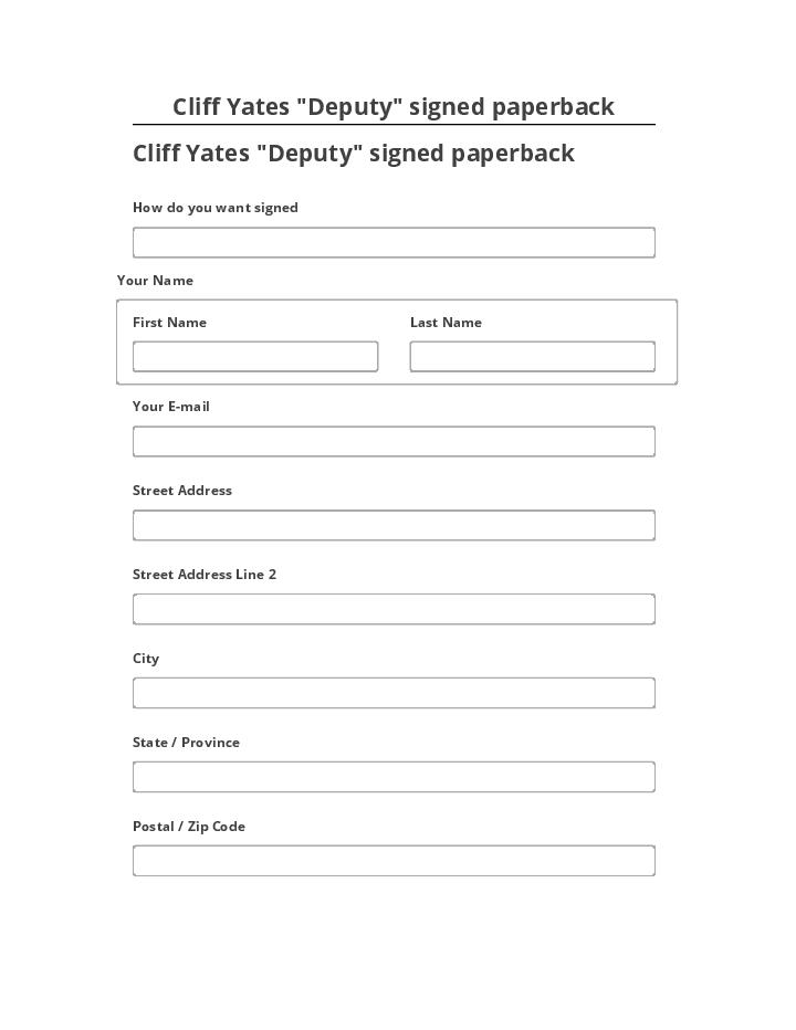 Incorporate Cliff Yates "Deputy" signed paperback in Microsoft Dynamics