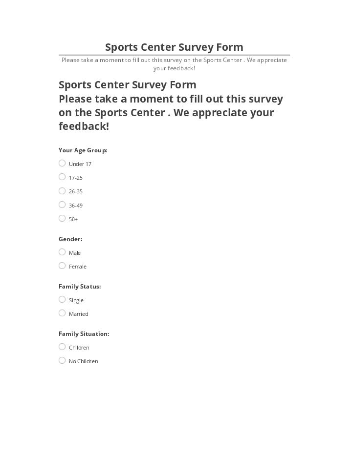 Pre-fill Sports Center Survey Form from Netsuite