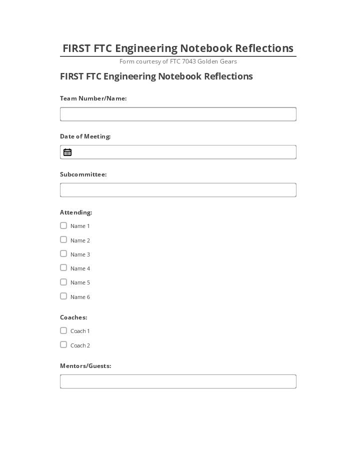 Automate FIRST FTC Engineering Notebook Reflections in Netsuite