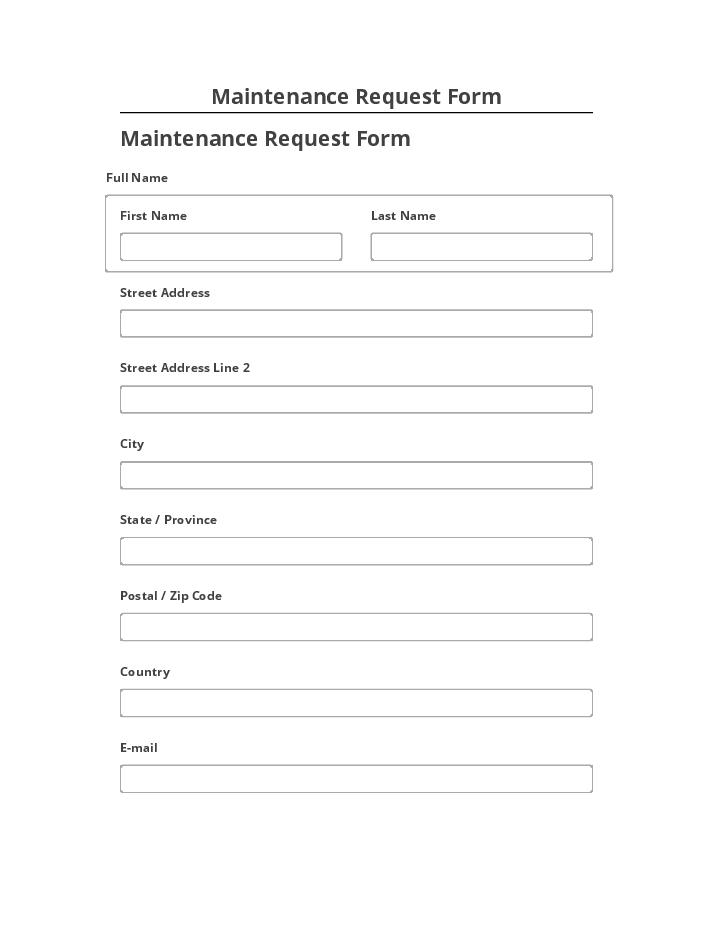 Arrange Maintenance Request Form