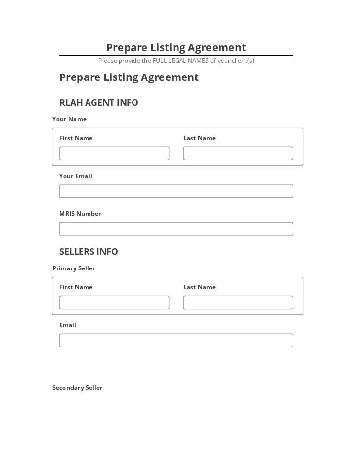 Pre-fill Prepare Listing Agreement