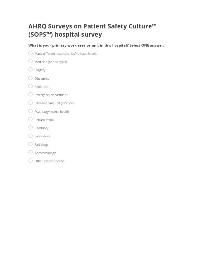 AHRQ Surveys on Patient Safety Culture™ (SOPS™) hospital survey 