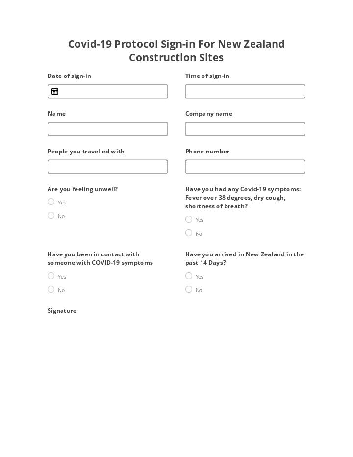 Covid-19 Protocol Sign-in For New Zealand Construction Sites  