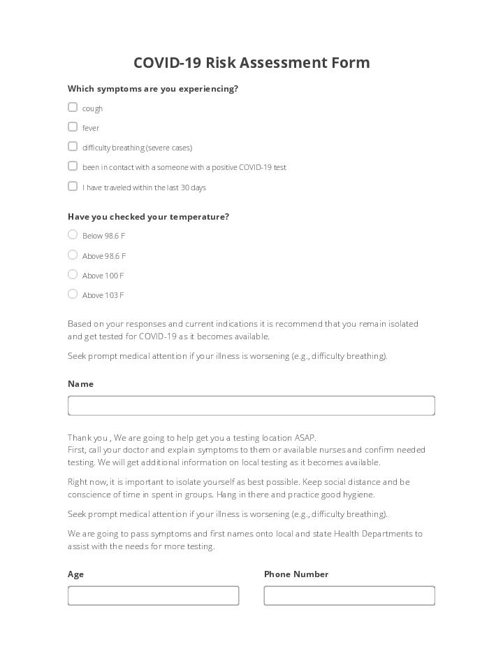 COVID-19 Risk Assessment Form 